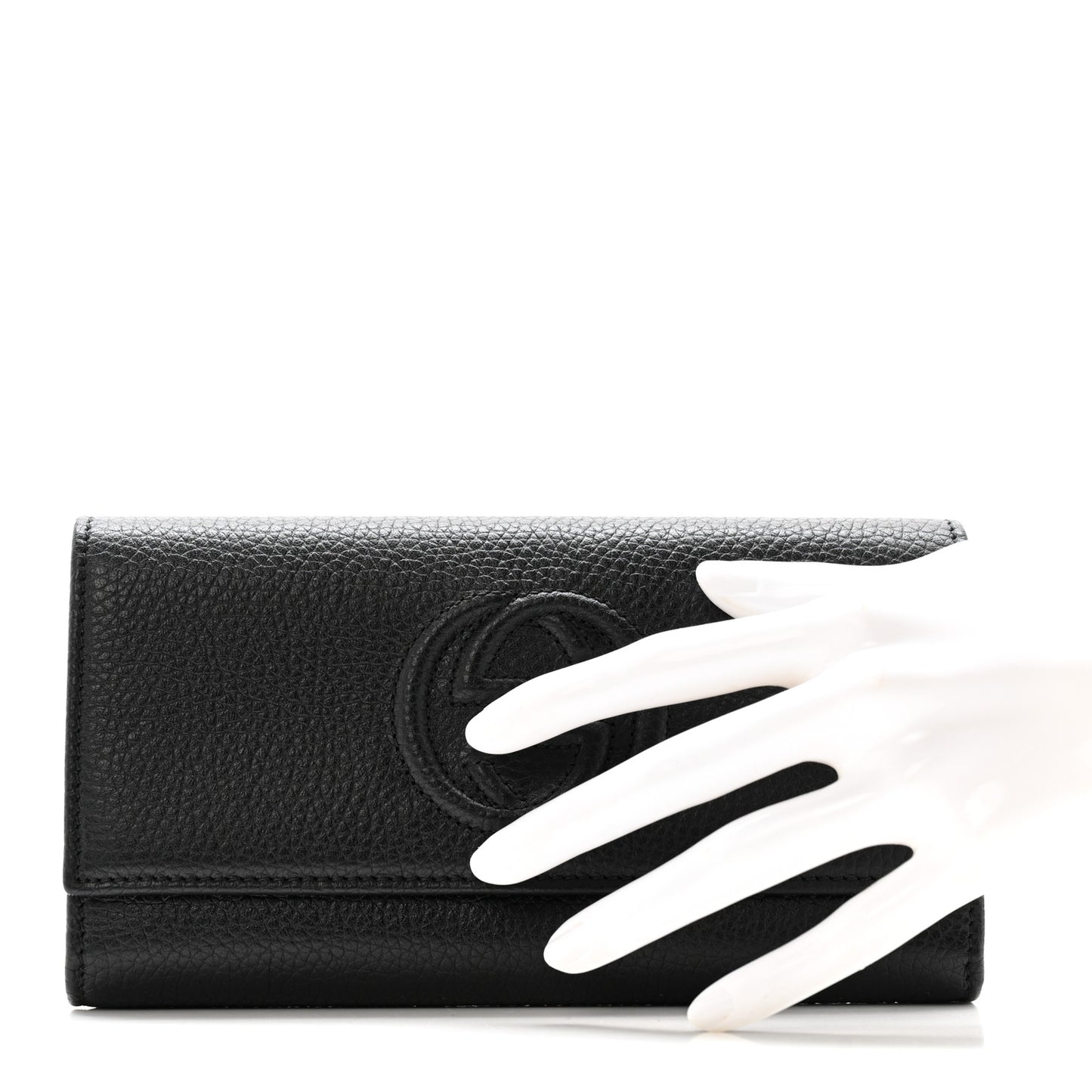 Pebbled Calfskin Large Soho Continental Wallet Black