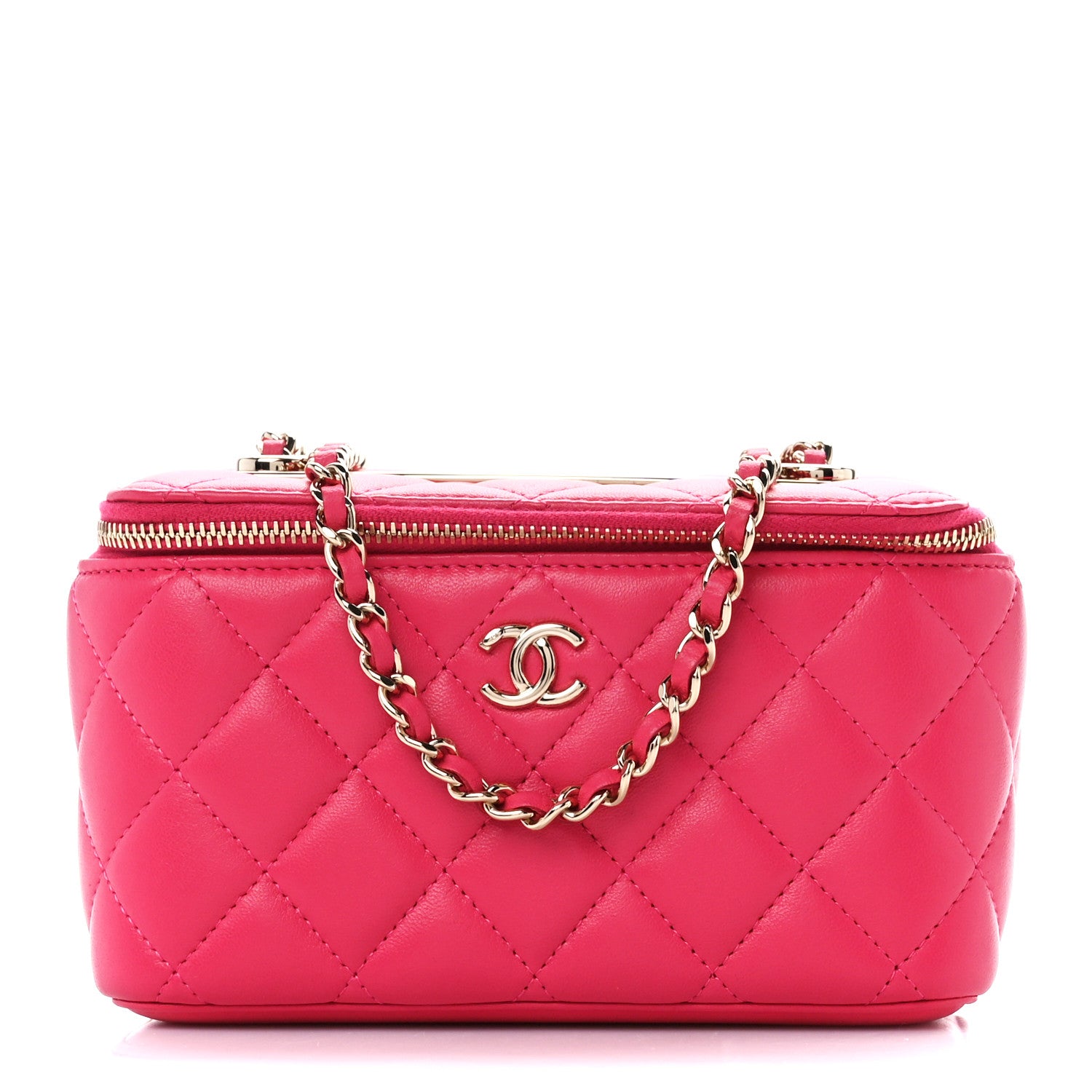 Chanel Lambskin Quilted Trendy Small Vanity Case With Chain Dark Pink 1 of 12