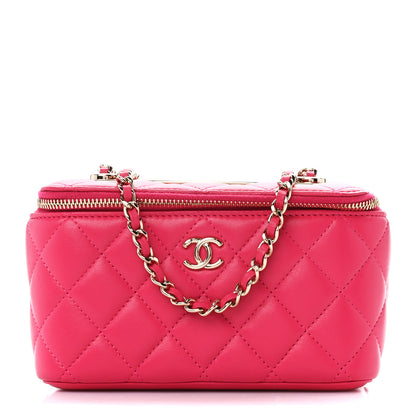 Chanel Lambskin Quilted Trendy Small Vanity Case With Chain Dark Pink 1 of 12