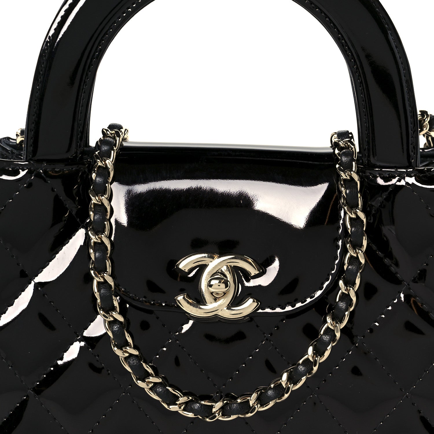 Chanel Mirror Calfskin Quilted Nano Kelly Shopper Black 1792685