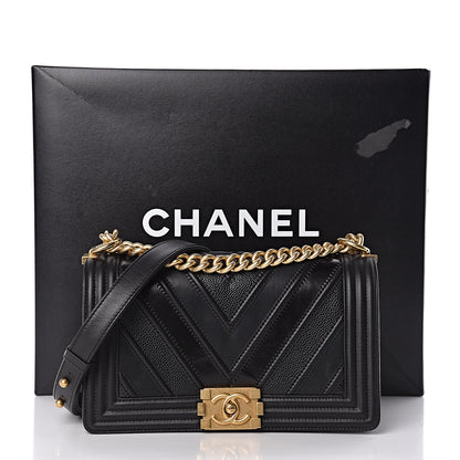 Chanel Caviar Suede Calfskin Chevron Medium Boy Flap Black 18 of 18