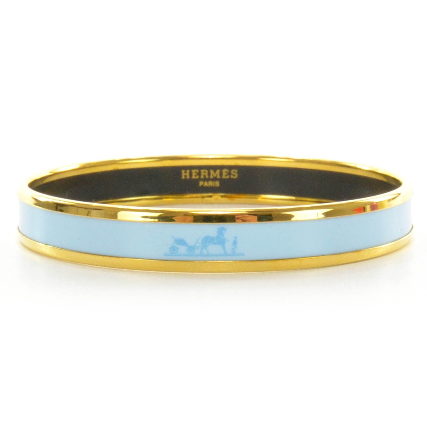 Hermes Enamel Narrow Caleche Bracelet PM Bleu 1 of 8