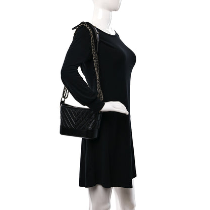 Chanel Aged Calfskin Chevron Quilted Small Gabrielle Hobo Black 2 of 10