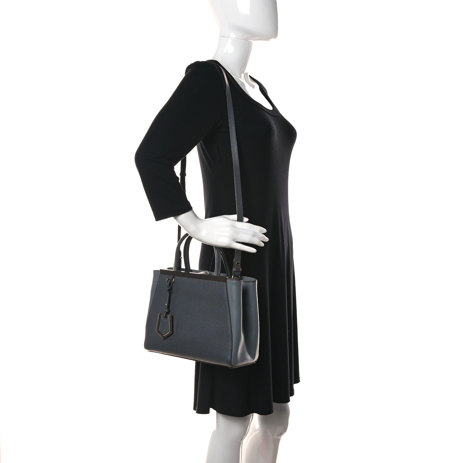 Fendi Vitello Elite Petite 2Jours Tote Grigio Grigio Chiaro 2 of 10