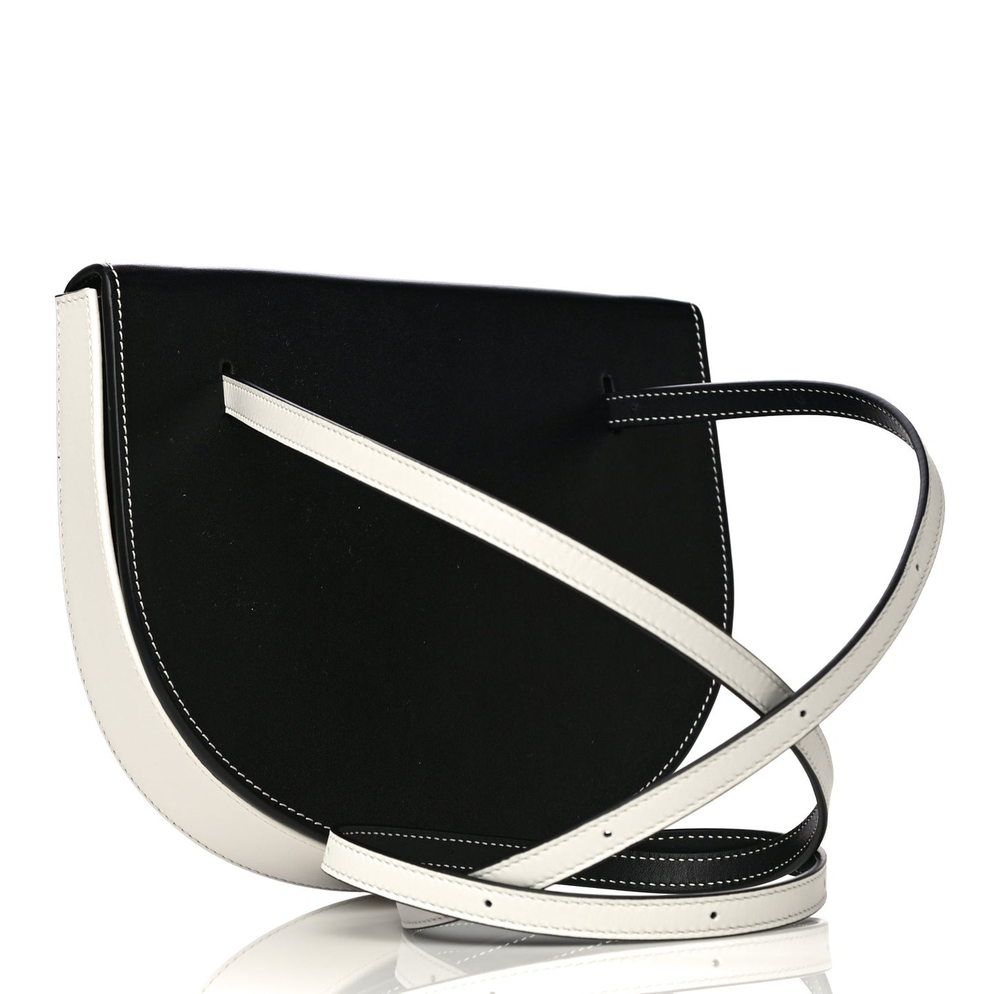 Soft Calfskin Heel Bag Black Soft White