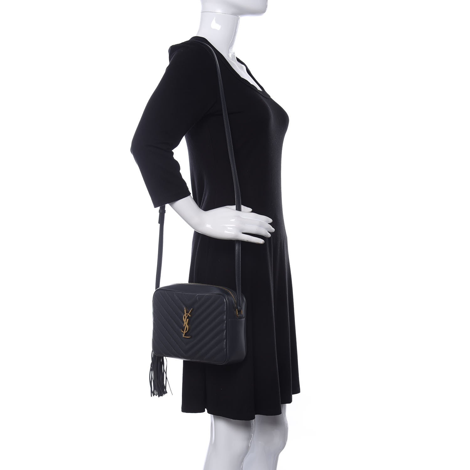 Saint Laurent Calfskin Matelasse Monogram Lou Camera Bag Dark Smog 2 of 10