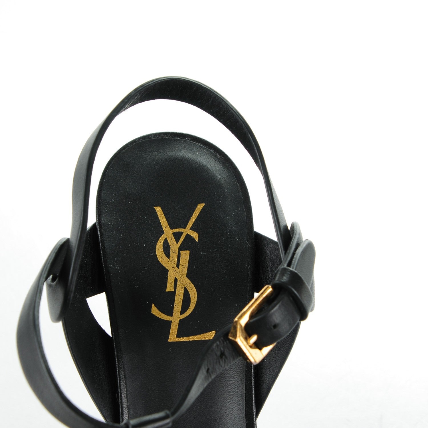 Saint Laurent Calfskin Tribute 75 Platform Sandals 38.5 Black 8 of 8
