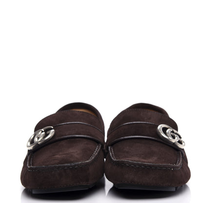Gucci Suede Mens Driver Queen Loafers 7 Cocoa 2 of 10