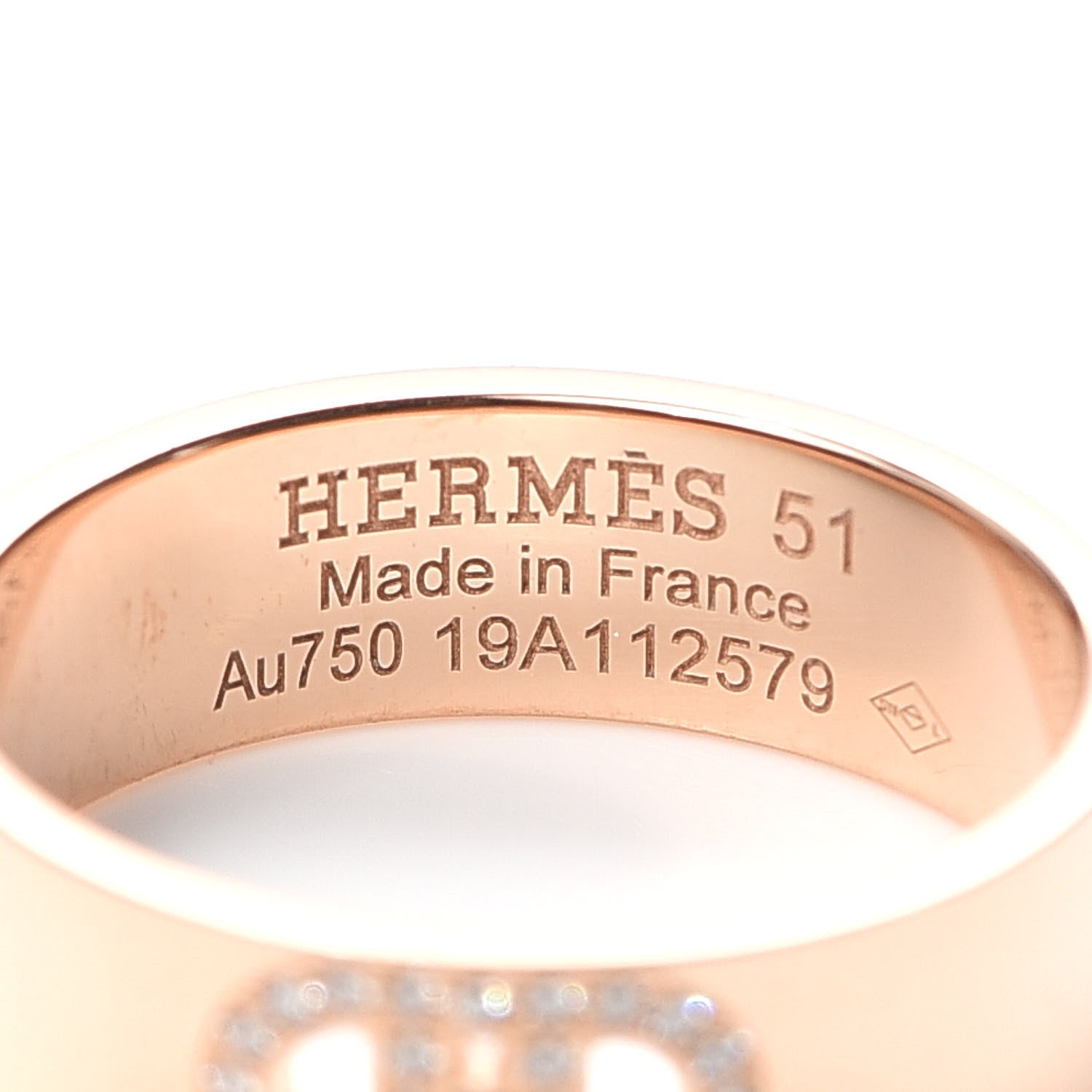 Hermes 18K Rose Gold Diamond PM H D'Ancre Ring 51 5.75 4 of 5