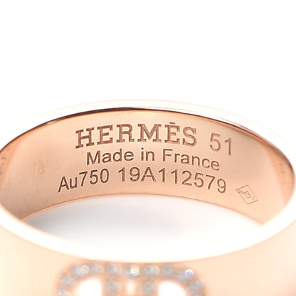 Hermes 18K Rose Gold Diamond PM H D'Ancre Ring 51 5.75 4 of 5