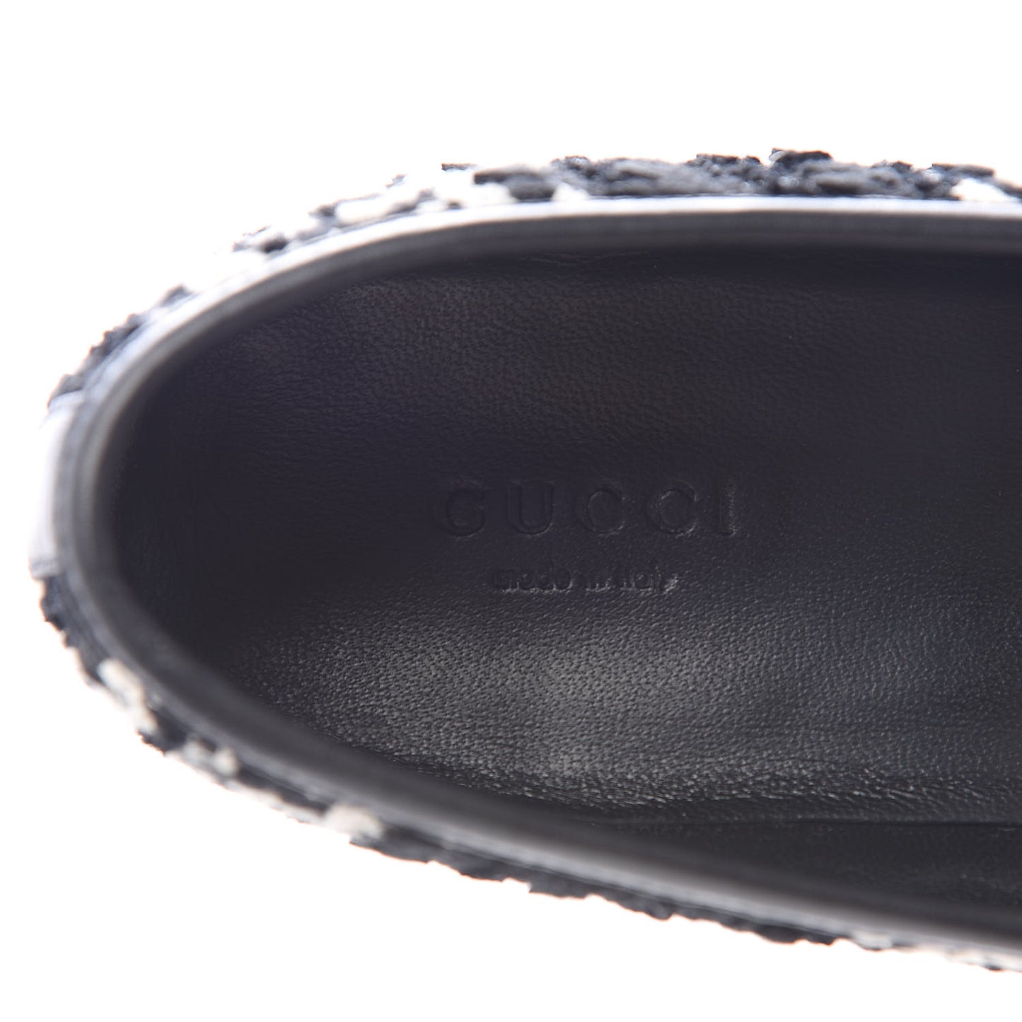 Tweed GG Monogram Horsebit Womens Jordaan Loafers 40 Black Natural