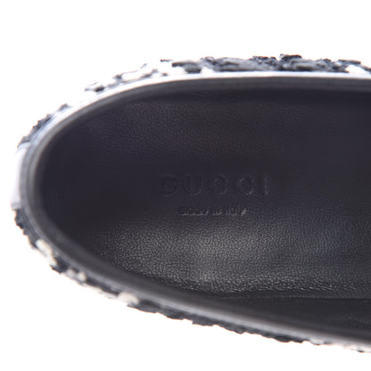 Gucci Tweed GG Monogram Horsebit Womens Jordaan Loafers 40 Black Natural 8 of 10