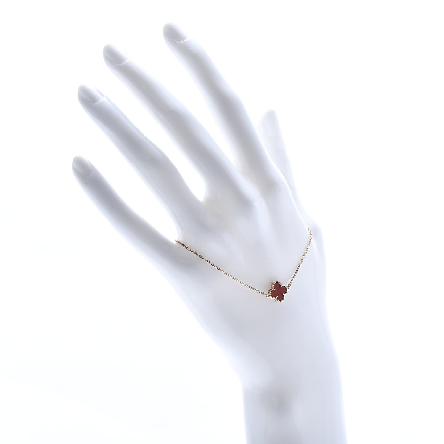 Van Cleef & Arpels 18K Rose Gold Carnelian Sweet Alhambra Bracelet 2 of 6