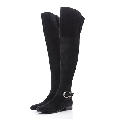 Gucci Suede Dionysus Knee Boots 37.5 Black 3 of 7