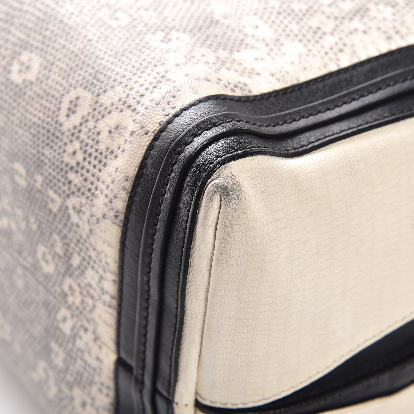 Grained Calfskin Lizard Embossed Mini Alison East West Tote Black White