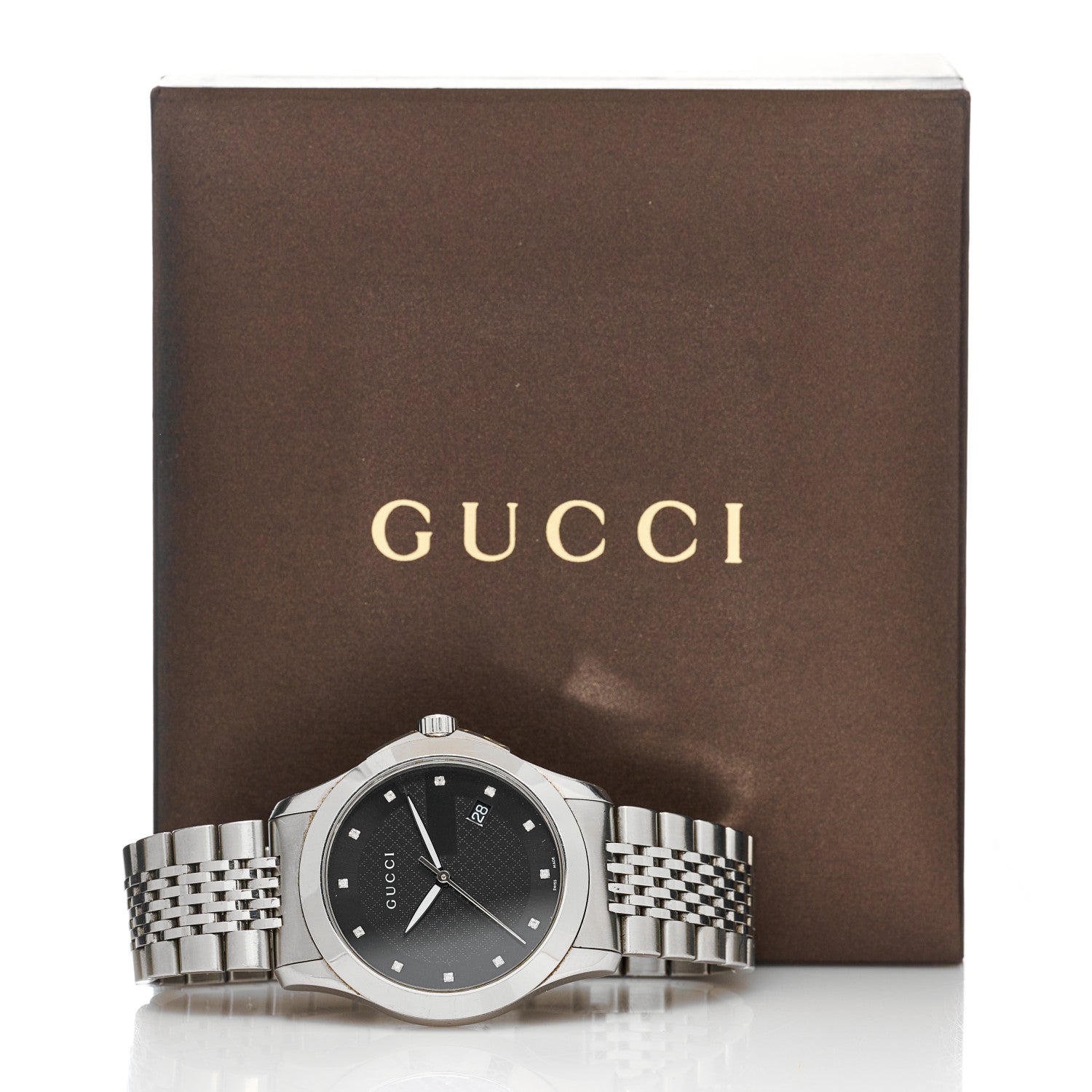 Gucci Stainless Steel Diamond 38mm G-Timeless Quartz Watch Black 5 of 5