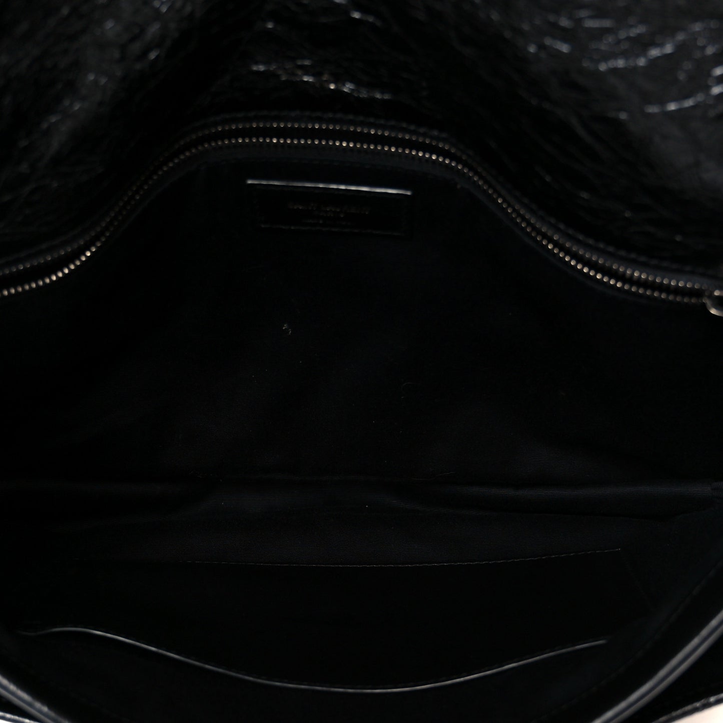 Crinkled Calfskin Matelasse Monogram Large Niki Chain Satchel Black