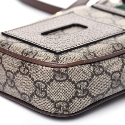 Gucci GG Supreme Monogram Web Ophidia Phone Crossbody Bag Beige New Acero 12 of 17