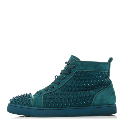 Christian Louboutin Veau Velours Mens Louis Orlato Flat Spikes Sneakers 42.5 Green 1 of 8