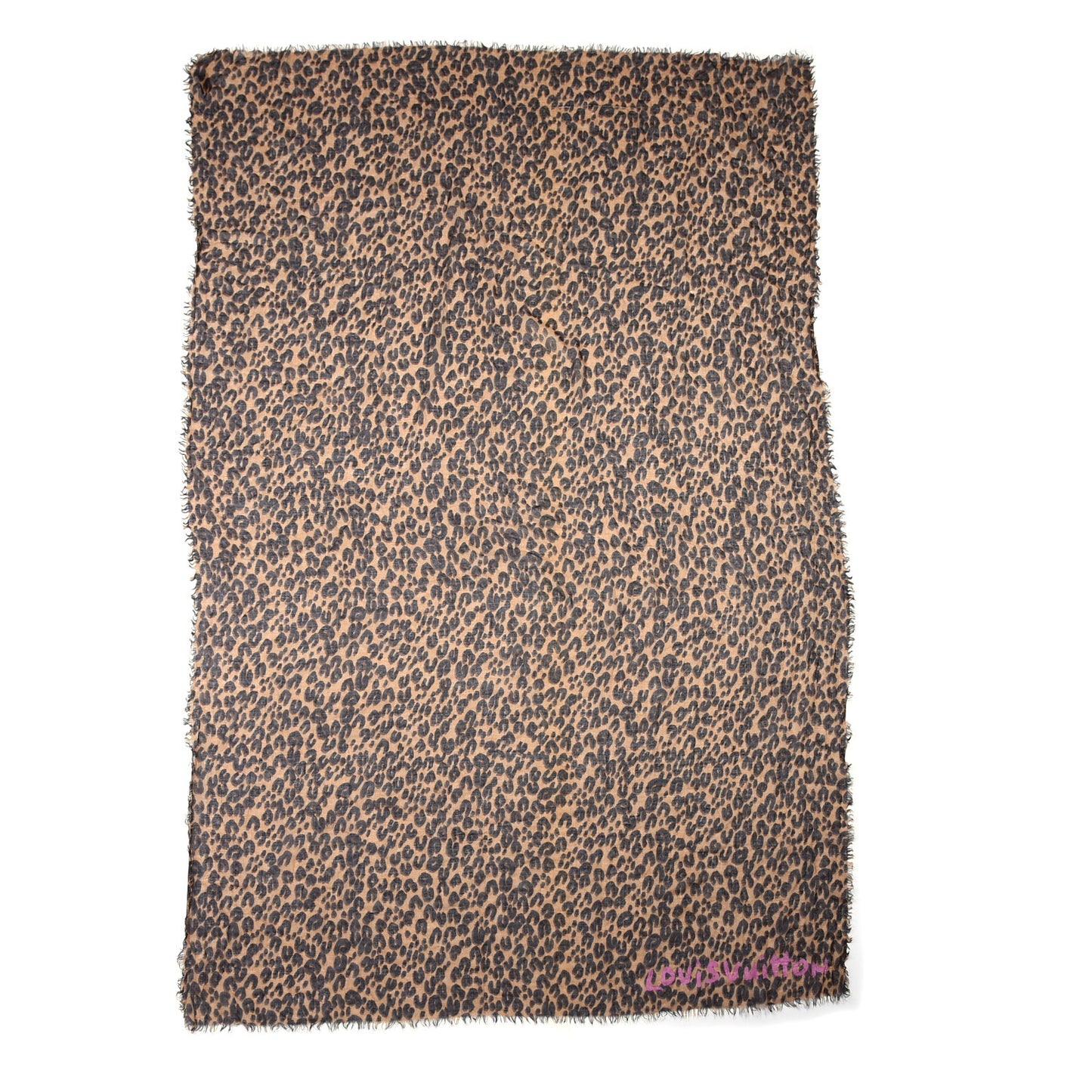 Cashmere Silk Leopard Etole Stole Marron