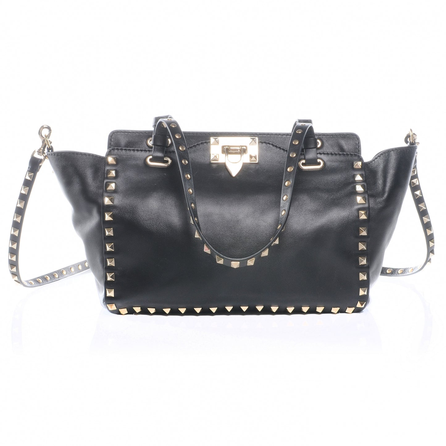 Vitello Small Rockstud Tote Black