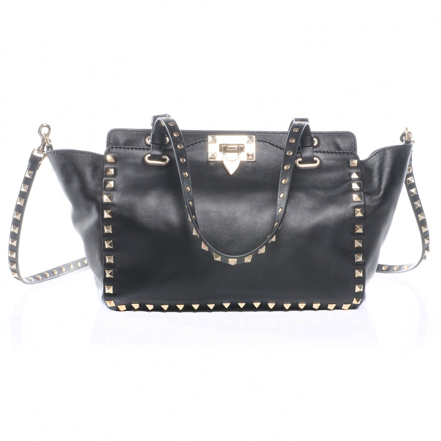 Valentino Garavani Vitello Small Rockstud Tote Black 1 of 6