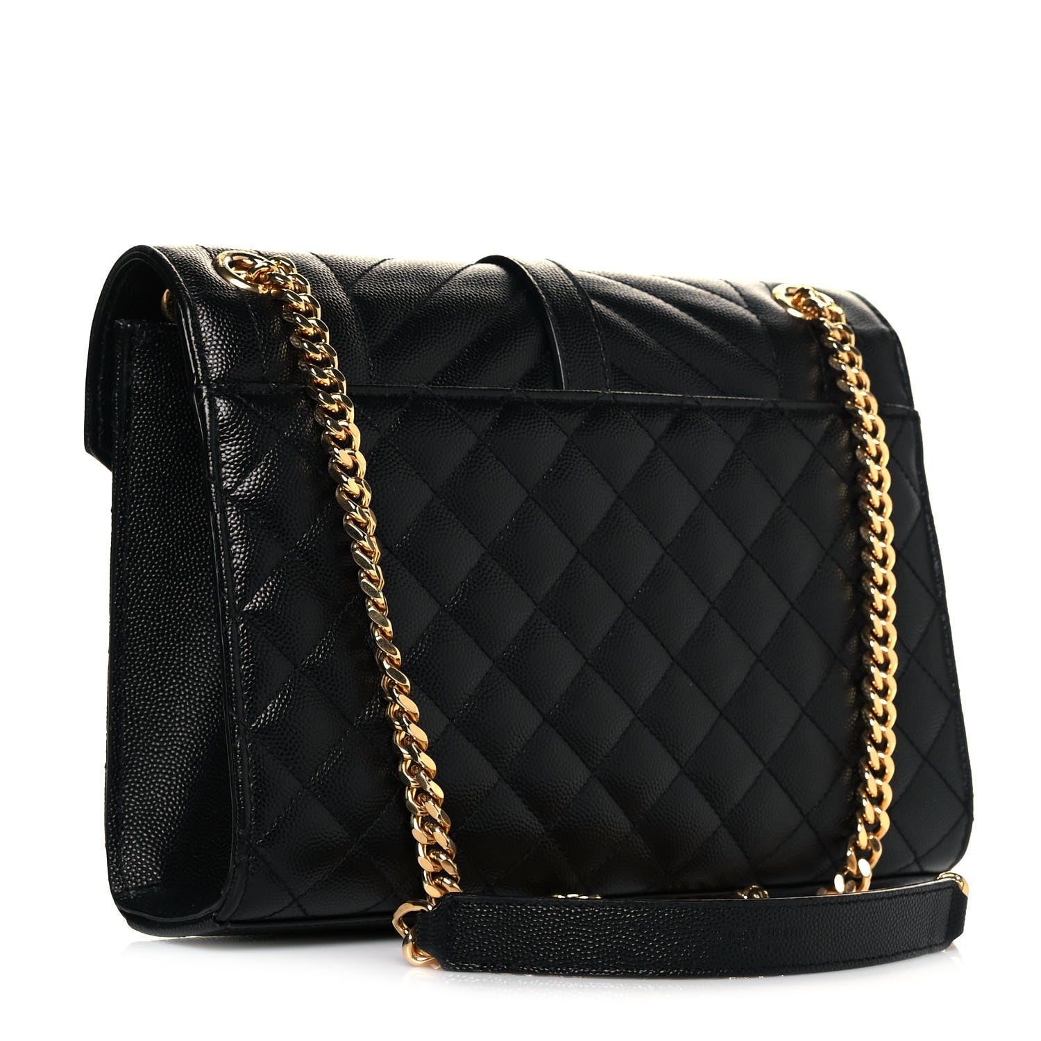 Saint Laurent Grain De Poudre Textured Mixed Matelasse Triquilt Medium Monogram Satchel Black 3 of 13