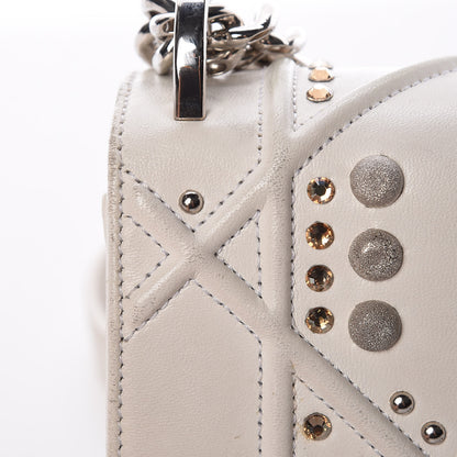 Christian Dior Lambskin Crystal Studded Small Diorama Flap Bag Off White 10 of 21