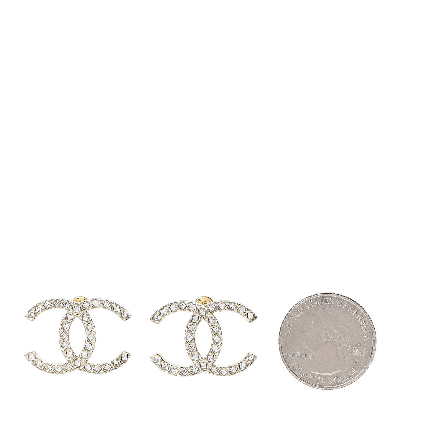 Crystal CC Large Stud Earrings Gold