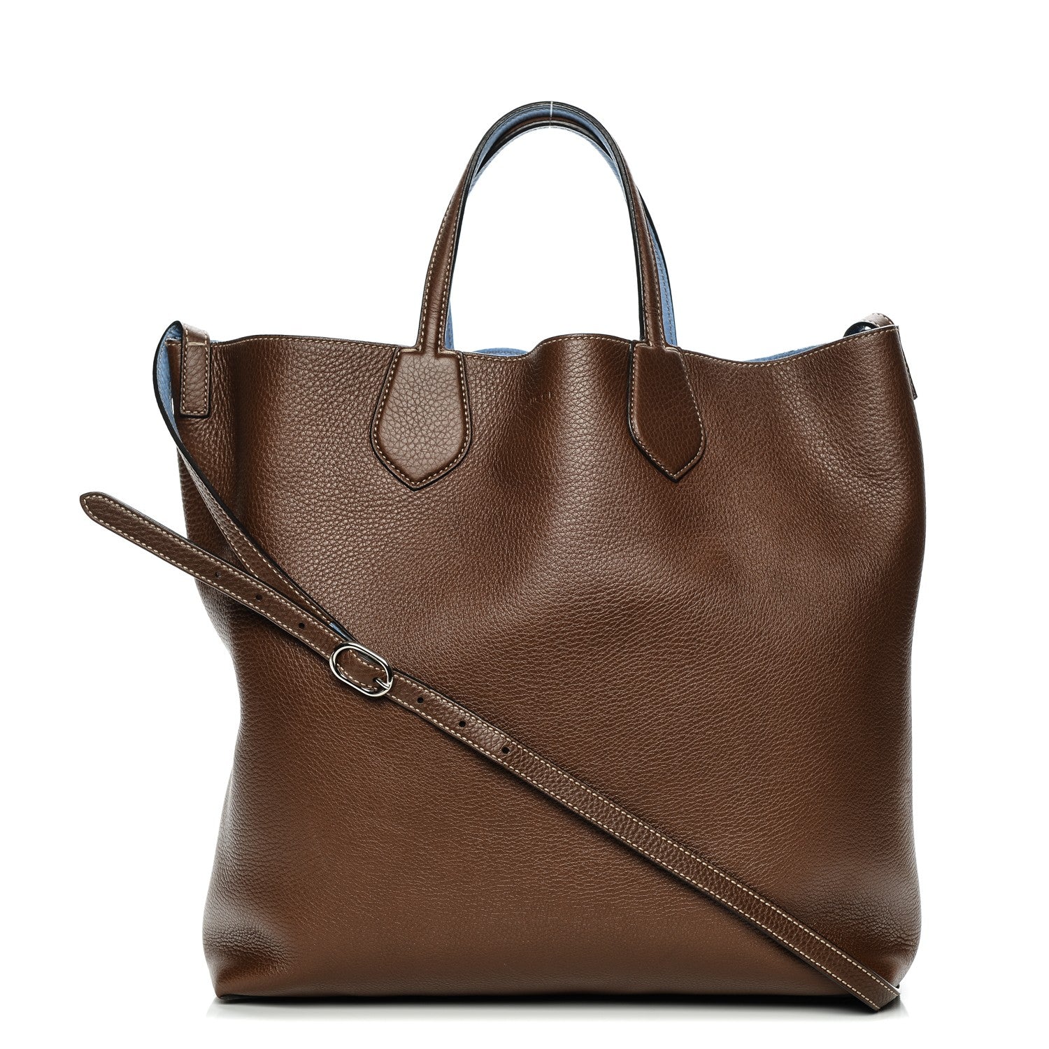 Gucci Cellarius Calfskin Bi-Color Medium Ramble Reversible Tote Nut Brown Mineral Blue 1 of 7