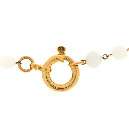 Chanel Marble Bead CC Long Necklace Gold White 4 of 4