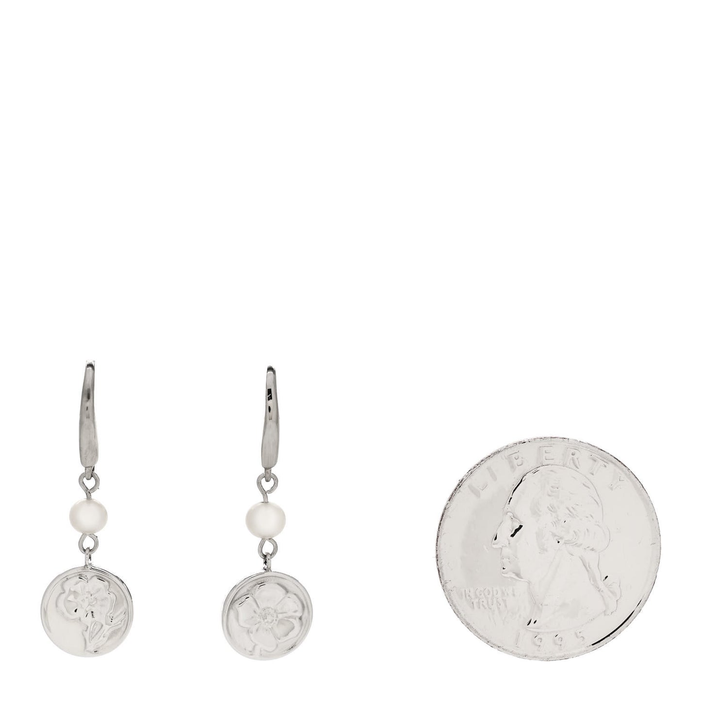 Sterling Silver Pearl Nature Rose Earrings