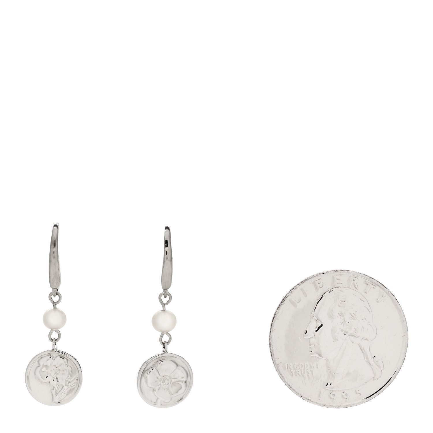 Tiffany Sterling Silver Pearl Nature Rose Earrings 2 of 4