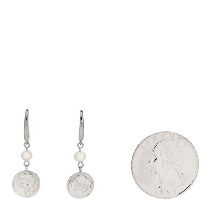 Tiffany Sterling Silver Pearl Nature Rose Earrings 2 of 4