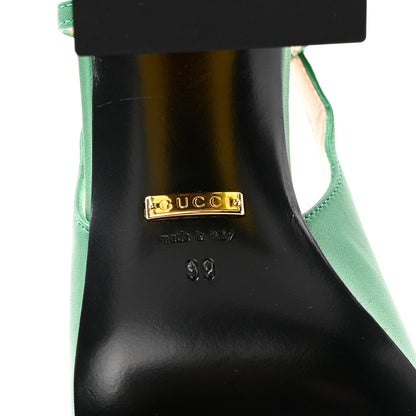 Gucci Malaga Kid Horsebit 75mm Slingback Pumps 39 New Shamarock 6 of 10
