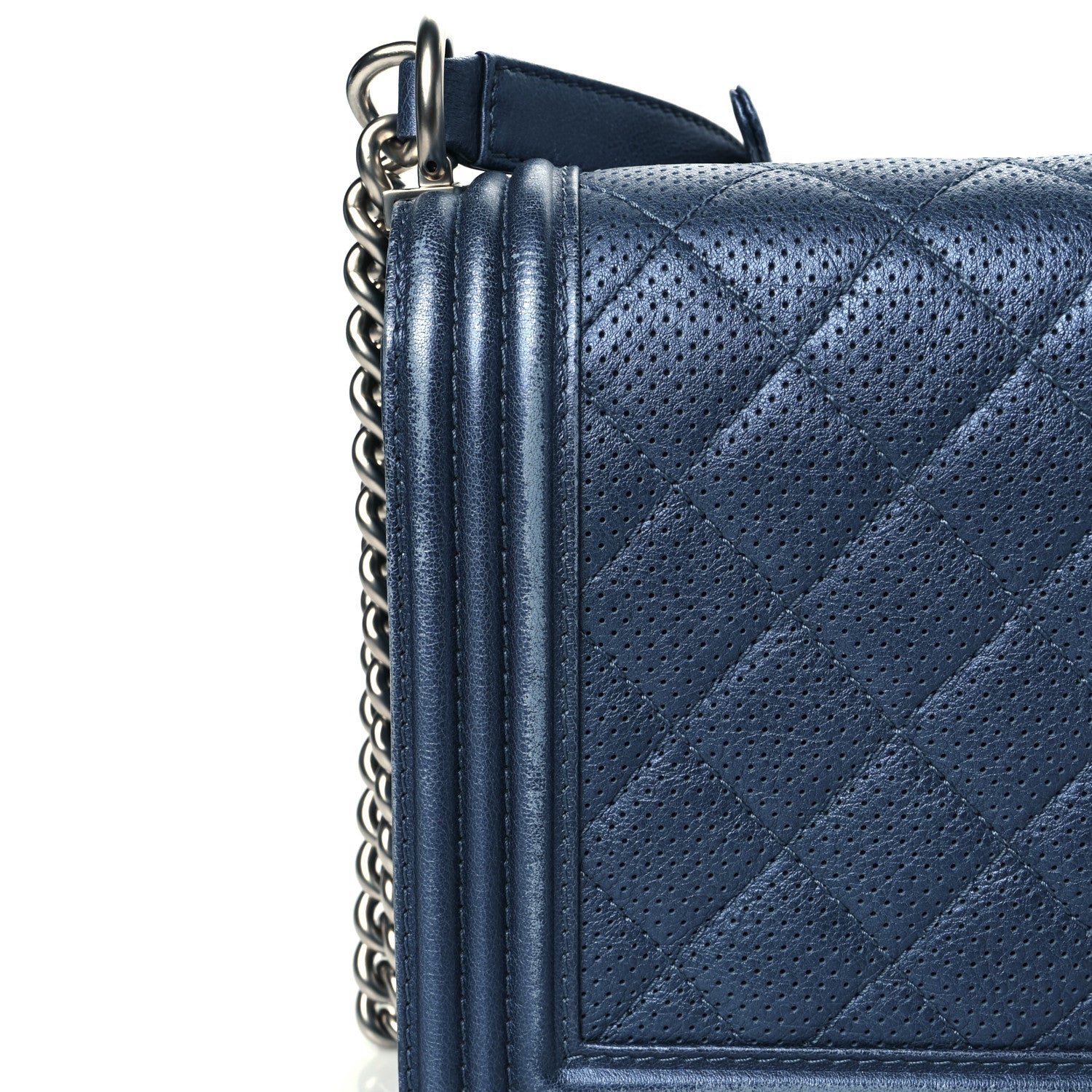 Chanel Perforated Lambskin Quilted New Medium Boy Flap Blue 13 of 18