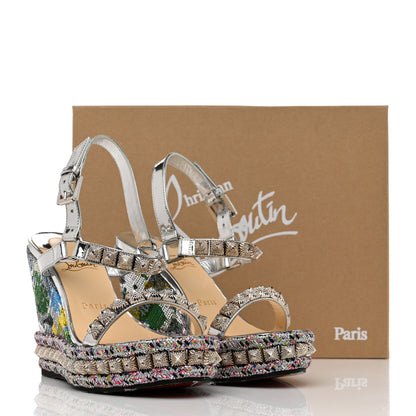Christian Louboutin Paillette Pira Ryad 110 Wedge Sandals 37 Silver 8 of 8