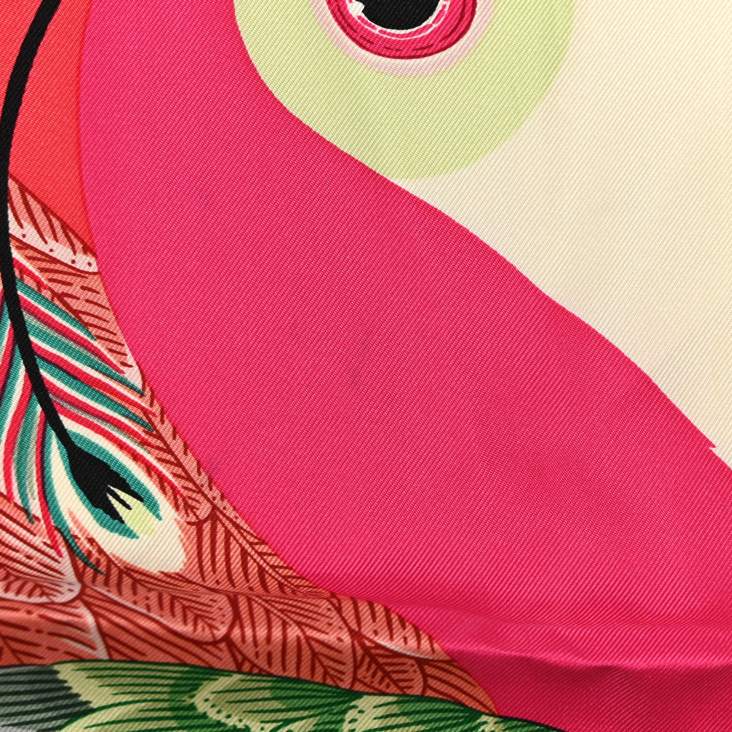 Silk Toucans De Paradis Scarf 90 Rose Vif Creme Vert