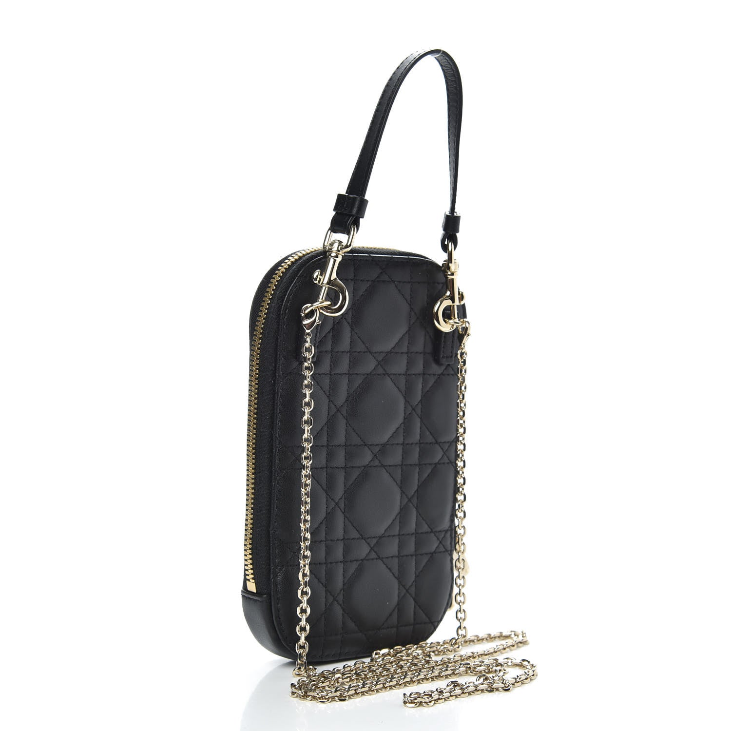 Christian Dior Lambskin Cannage Lady Dior Phone Holder Black 3 of 9
