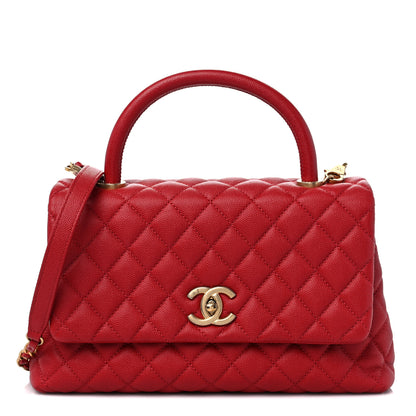 Chanel Caviar Quilted Small Coco Handle Flap Red 1 of 11