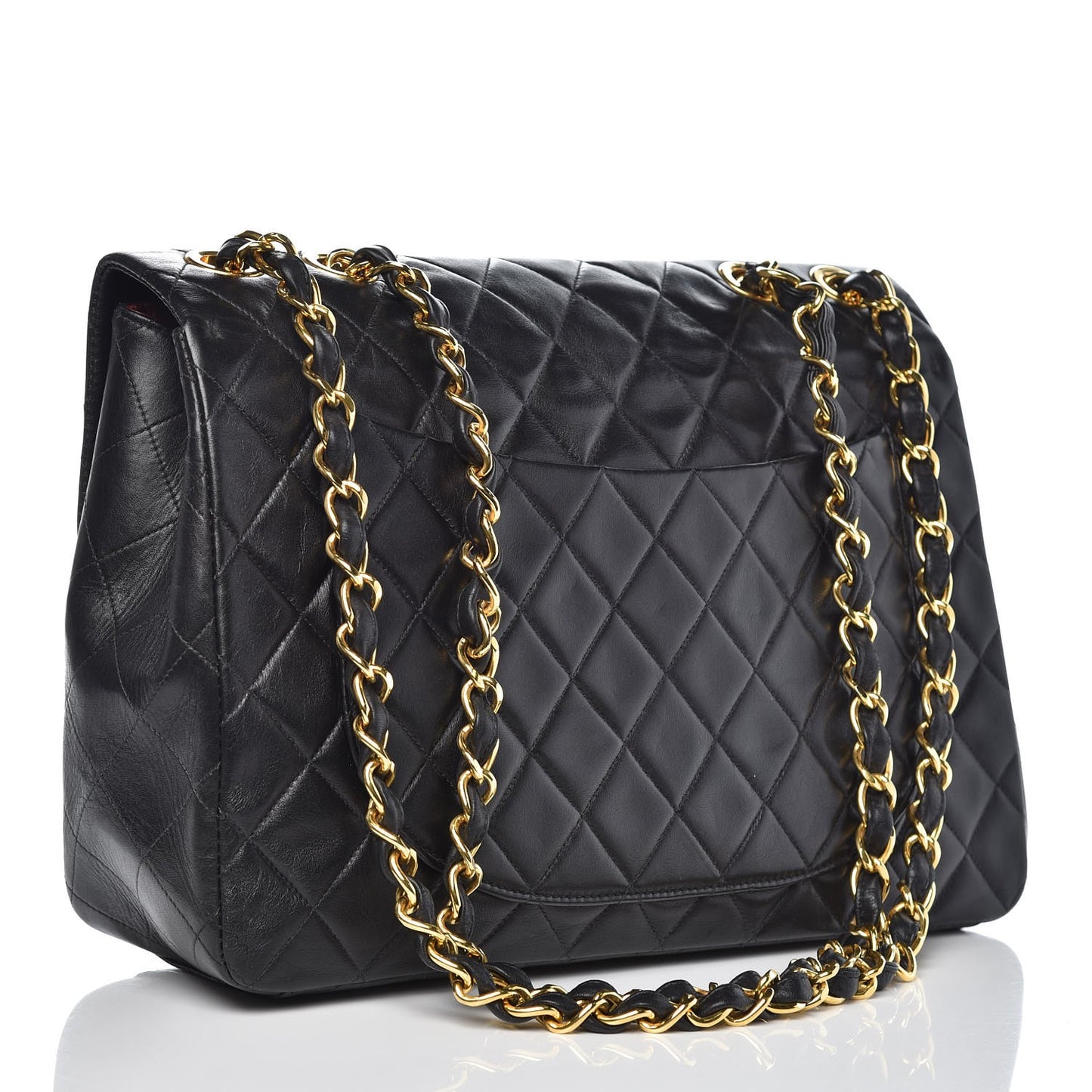 Lambskin Quilted XL Jumbo Single Flap Black