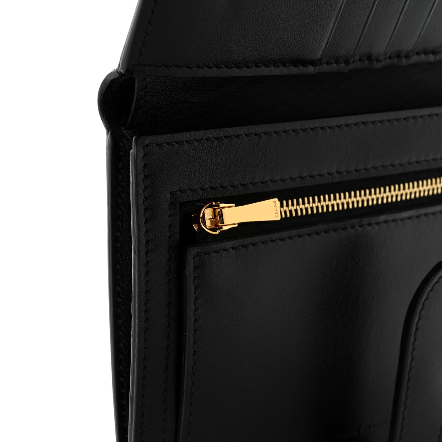 Celine Grained Calfskin Medium Multifunction Strap Wallet Black 6 of 8