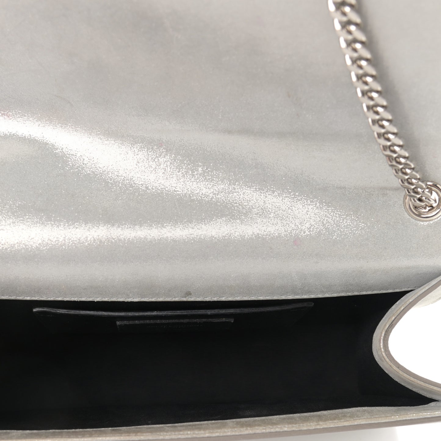 Metallic Fabric Medium Monogram Kate Satchel Silver