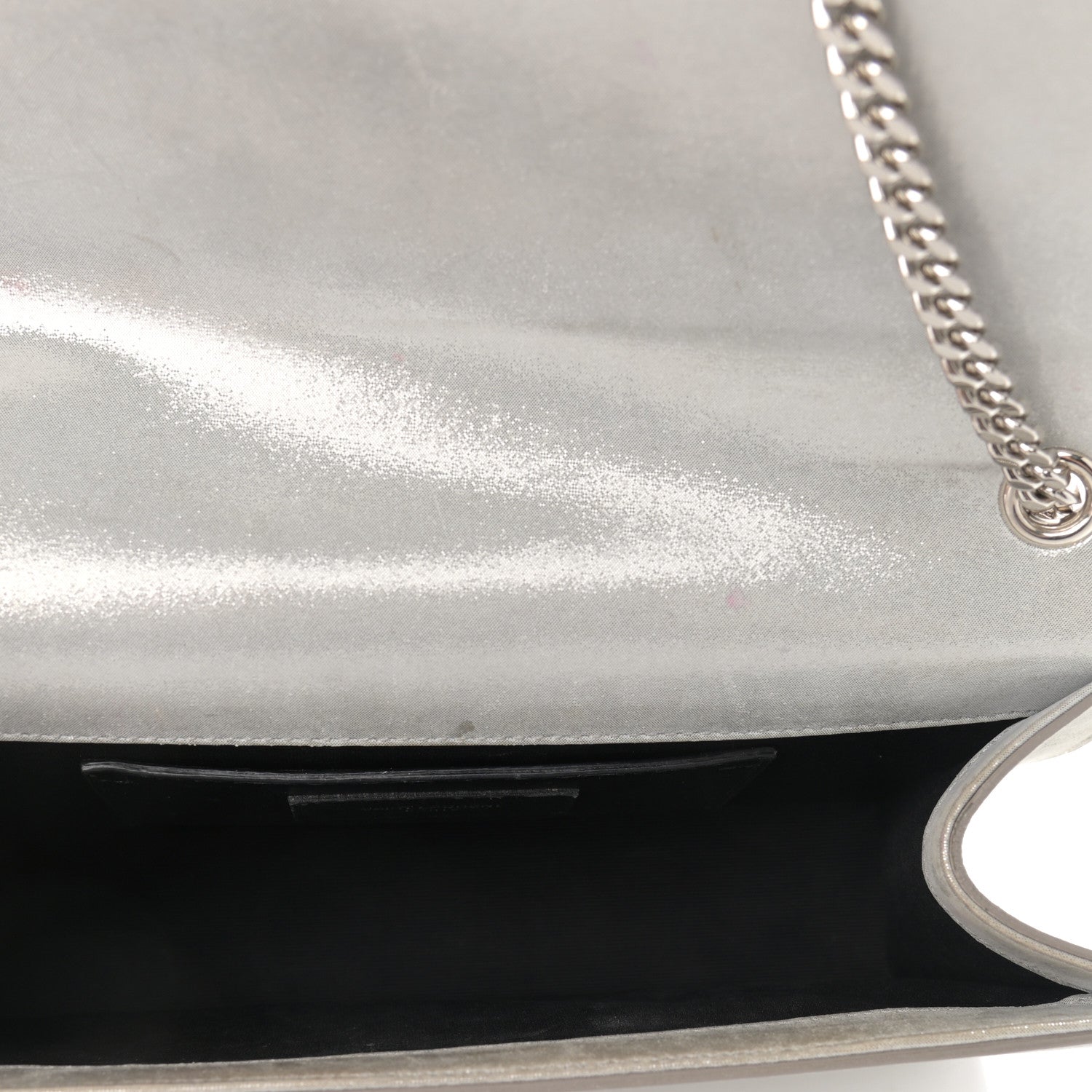 Saint Laurent Metallic Fabric Medium Monogram Kate Satchel Silver 5 of 10