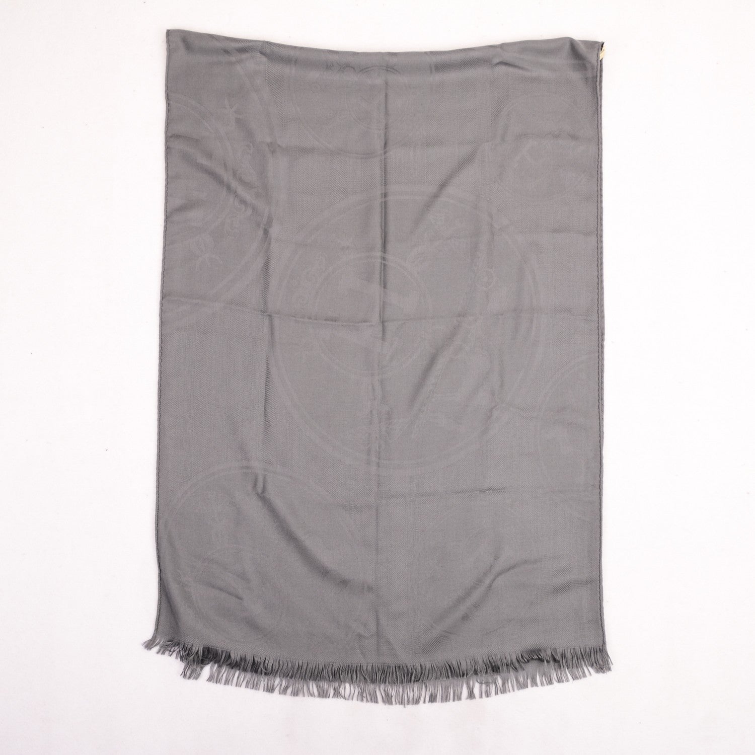 Hermes Cashmere Silk Jacquard New Libris Scarf Gris Souris 3 of 5