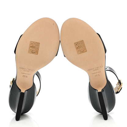 Jimmy Choo Patent Calfskin Edina Sandals 35.5 Black 5 of 8