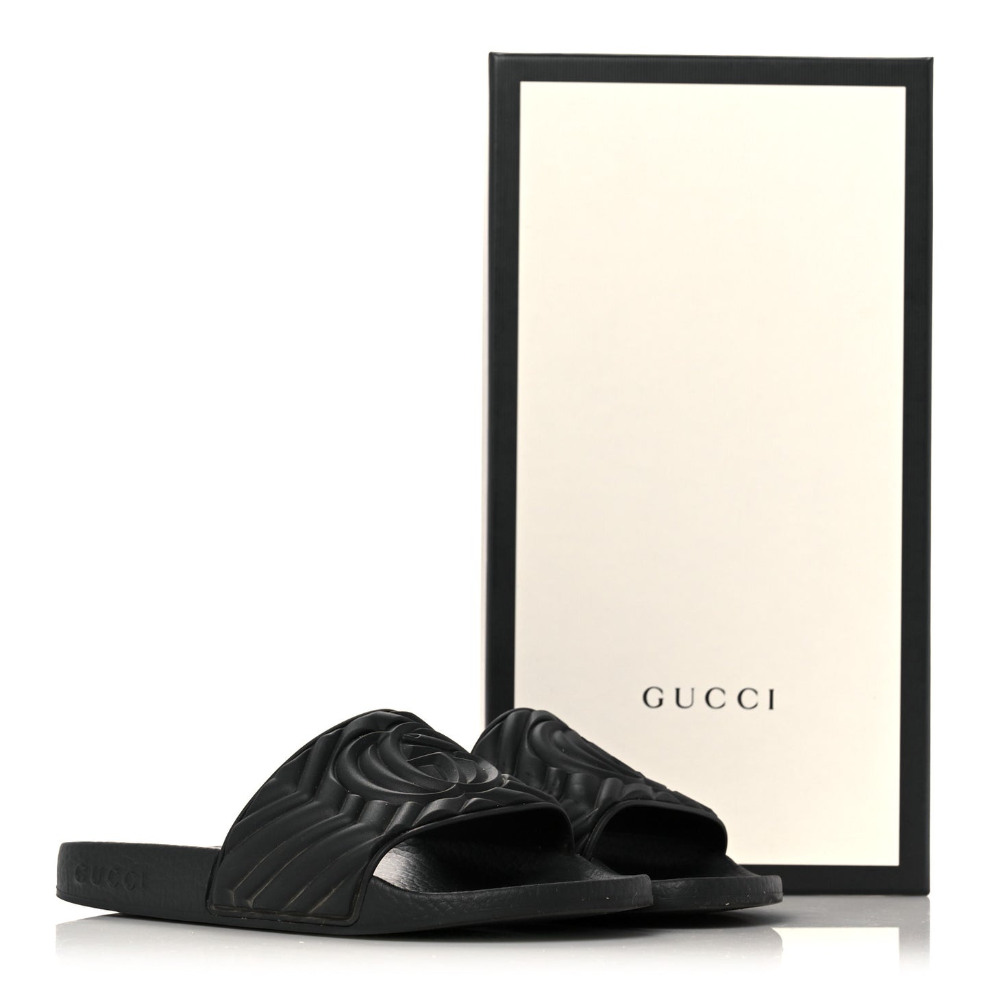 Rubber Matelasse Womens Slide Sandals 35 Black
