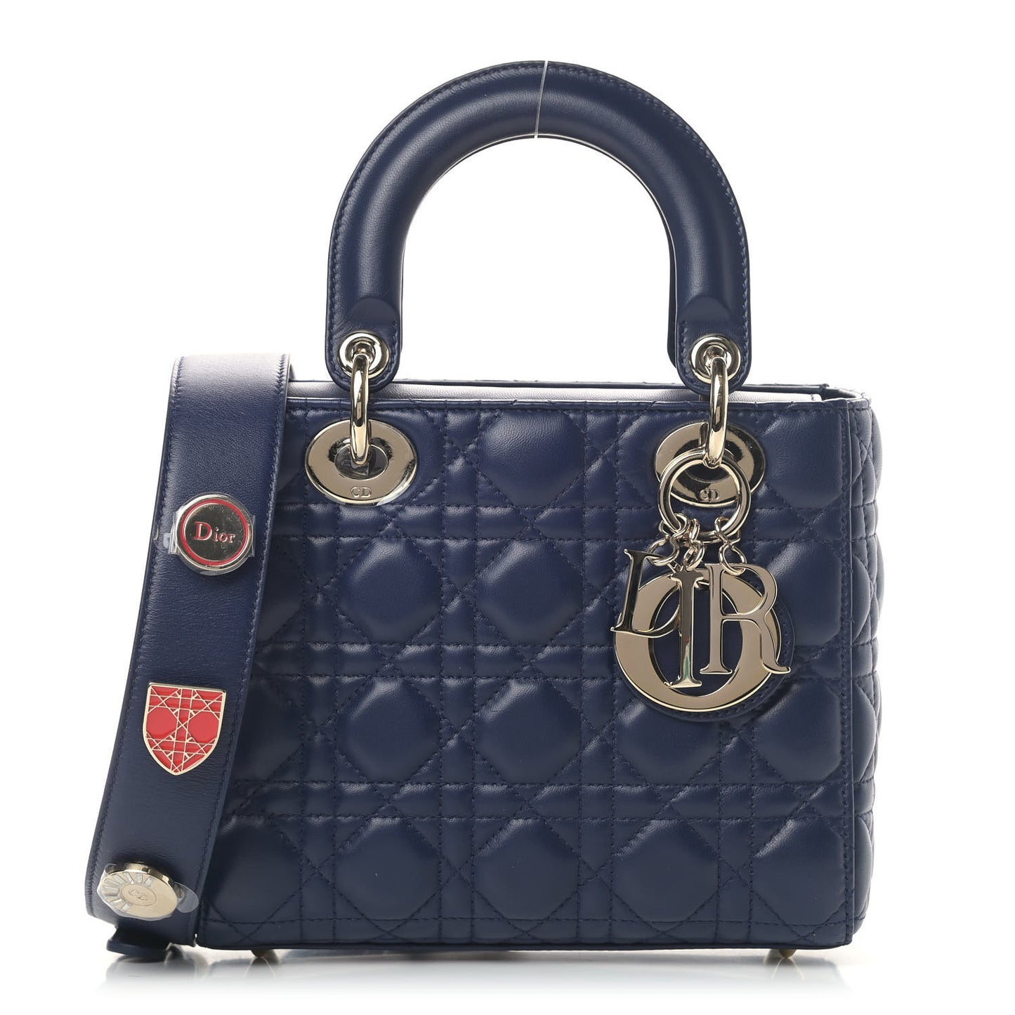 Lambskin Cannage Small Lucky Badges My Lady Dior Navy