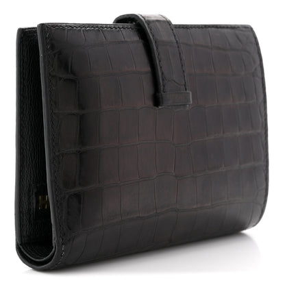 Hermes Matte Alligator Bearn Compact Wallet Black 3 of 9