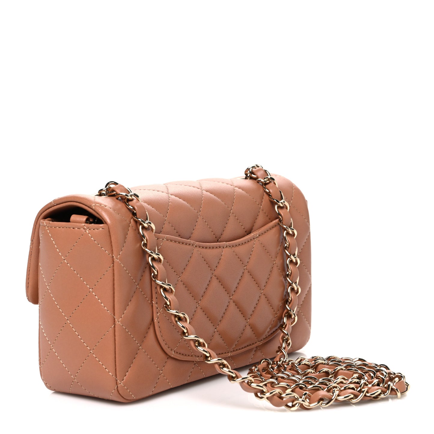 Lambskin Quilted Mini Rectangular Flap Brown